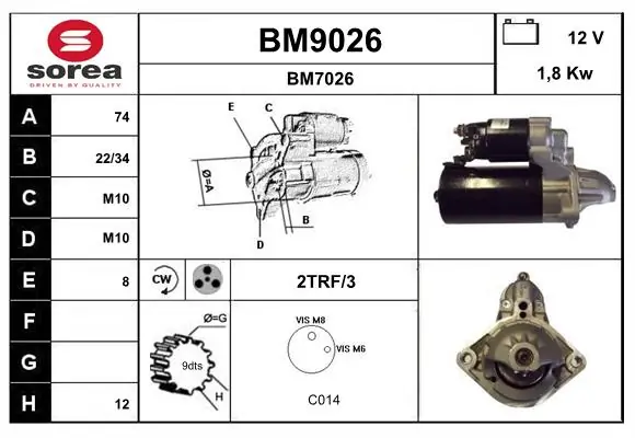 SNRA önindító - BM9026 - TothCarparts