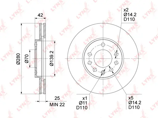 LYNXAUTO féktárcsa - BN-1837 - TothCarparts