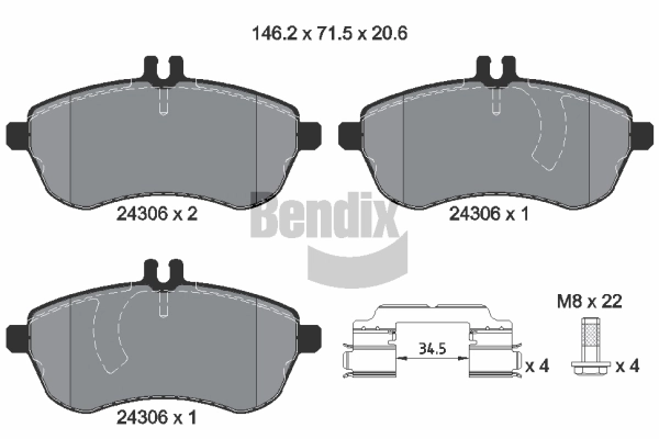 BENDIX Braking fékbetétkészlet, tárcsafék - BPD1045 - TothCarparts