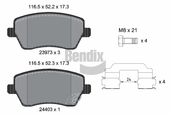 BENDIX Braking fékbetétkészlet, tárcsafék - BPD1168 - TothCarparts