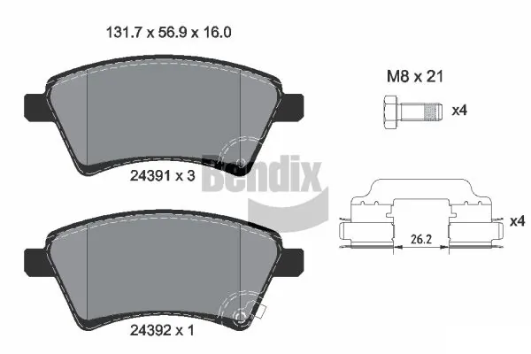 BENDIX Braking fékbetétkészlet, tárcsafék - BPD1181 - TothCarparts