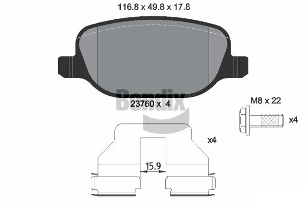BENDIX Braking fékbetétkészlet, tárcsafék - BPD2038 - TothCarparts