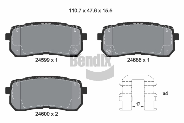 BENDIX Braking fékbetétkészlet, tárcsafék - BPD2176 - TothCarparts