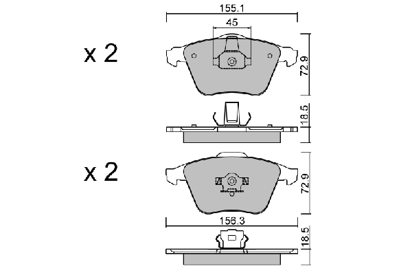 AISIN fékbetétkészlet, tárcsafék - BPFO-1010 - TothCarparts