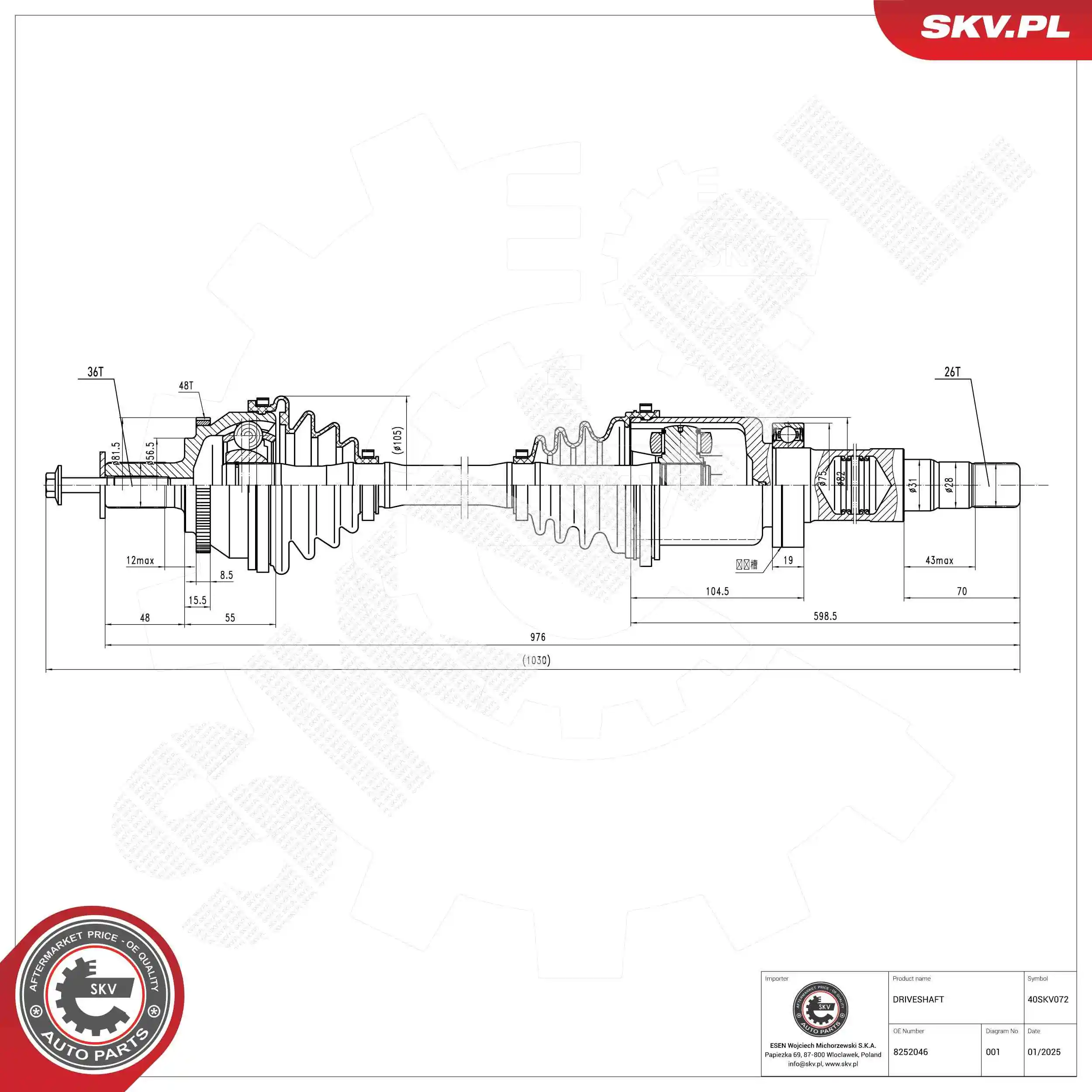 ESEN SKV hajtótengely - 40SKV072 - TothCarparts