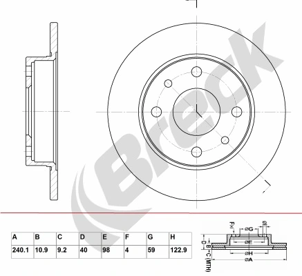 BRECK féktárcsa - BR 002 SA100 - TothCarparts