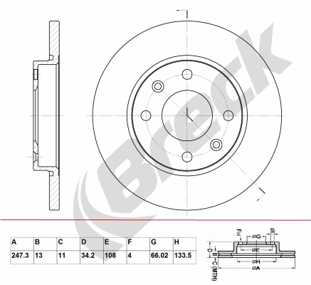 BRECK féktárcsa - BR 032 SA100 - TothCarparts