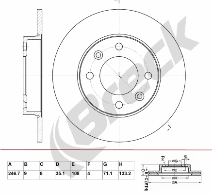 BRECK féktárcsa - BR 035 SA100 - TothCarparts