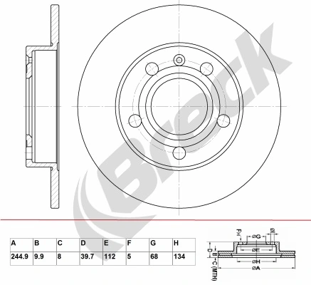 BRECK féktárcsa - BR 037 SA100 - TothCarparts