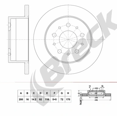 BRECK féktárcsa - BR 075 SA100 - TothCarparts