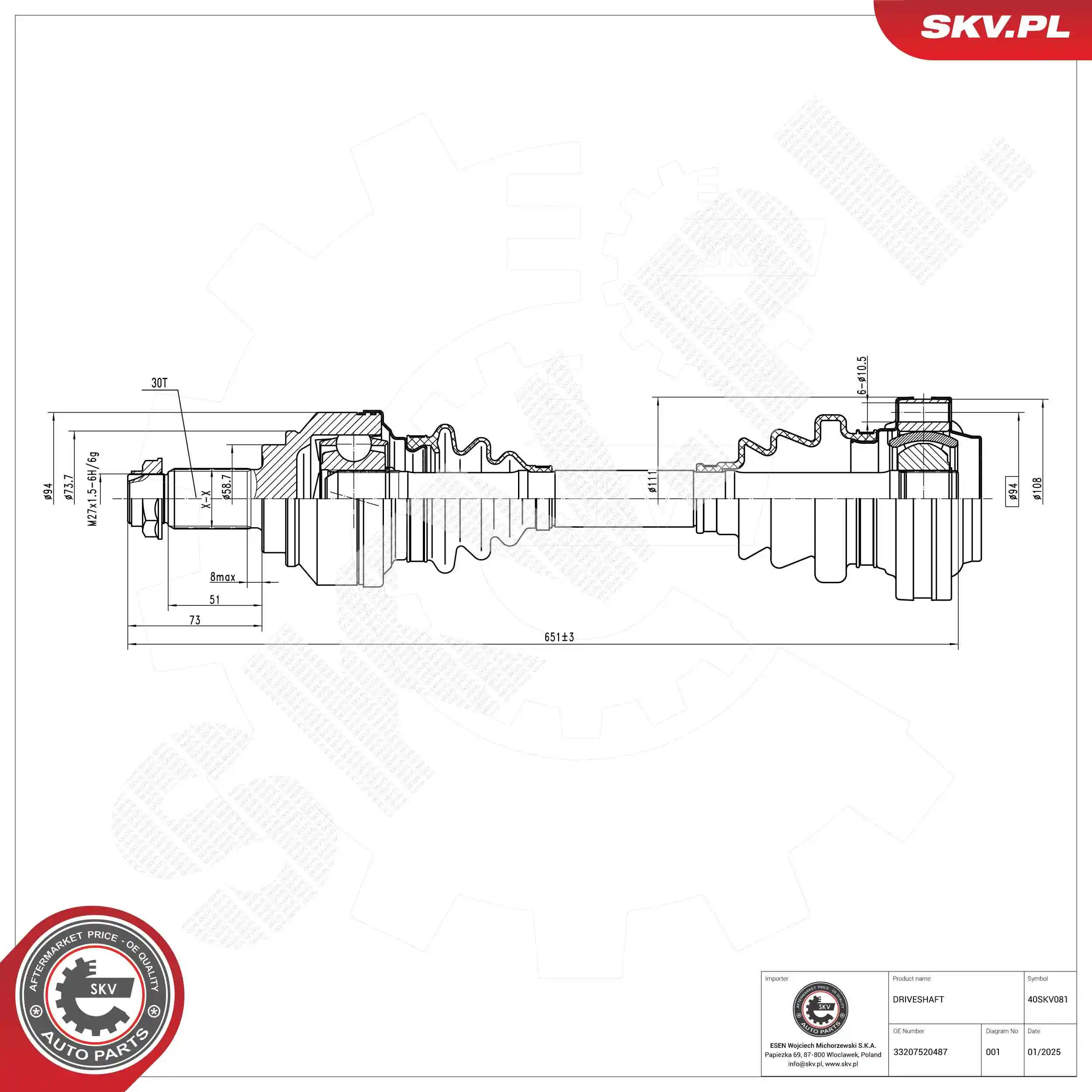 ESEN SKV hajtótengely - 40SKV081 - TothCarparts