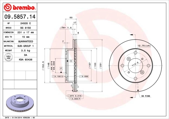 BRECO féktárcsa - BS 8150 - TothCarparts