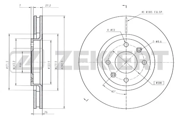 ZEKKERT féktárcsa - BS-5024B - TothCarparts