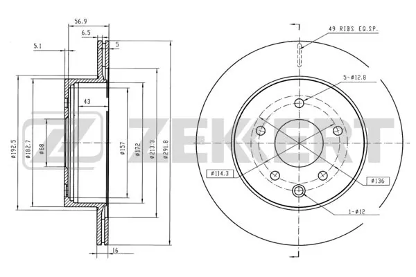 ZEKKERT féktárcsa - BS-5036B - TothCarparts