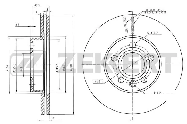 ZEKKERT féktárcsa - BS-5198B - TothCarparts