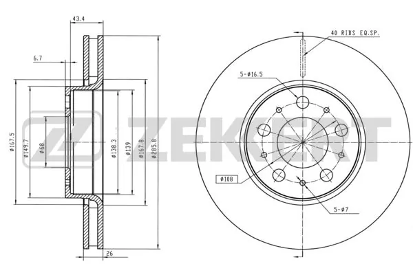 ZEKKERT féktárcsa - BS-5270B - TothCarparts