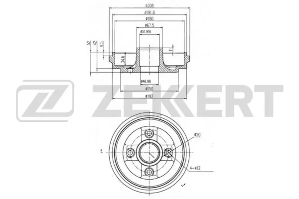 ZEKKERT fékdob - BS-5562 - TothCarparts