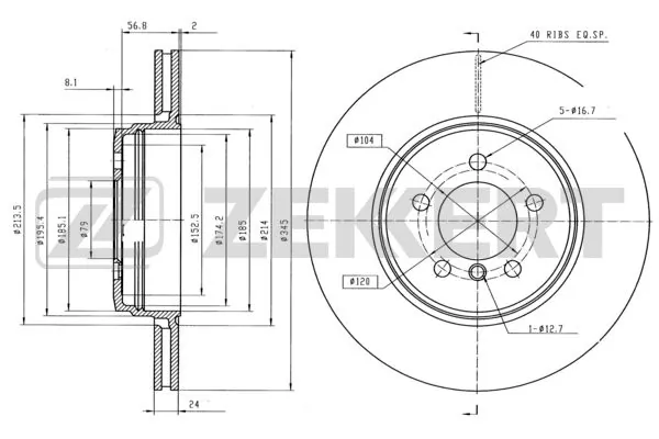 ZEKKERT féktárcsa - BS-5954 - TothCarparts