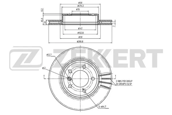 ZEKKERT féktárcsa - BS-6222B - TothCarparts