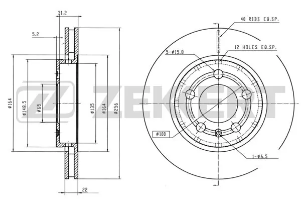 ZEKKERT féktárcsa - BS-6314 - TothCarparts
