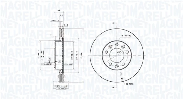 MAGNETI MARELLI féktárcsa - 360406212601 - TothCarparts