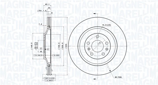 MAGNETI MARELLI féktárcsa - 360406220601 - TothCarparts