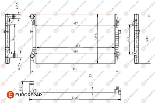 EUROREPAR hűtő, motorhűtés - 1690996080 - TothCarparts
