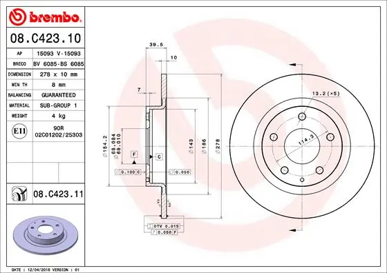 BRECO féktárcsa - BV 6085 - TothCarparts