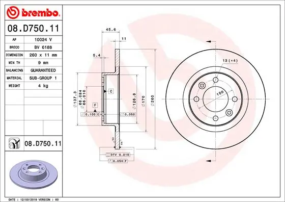 BRECO féktárcsa - BV 6188 - TothCarparts