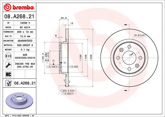 BRECO féktárcsa - BV 6214 - TothCarparts