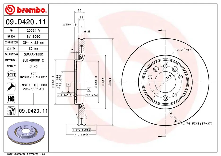 BRECO féktárcsa - BV 8050 - TothCarparts