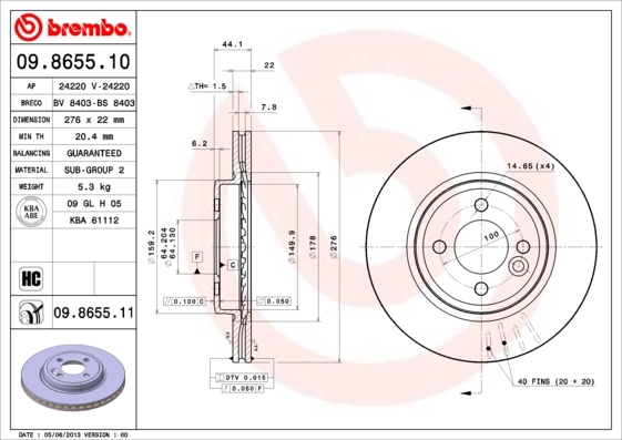 BRECO féktárcsa - BV 8403 - TothCarparts