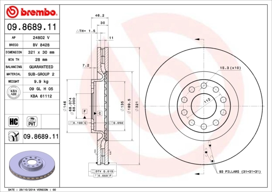 BRECO féktárcsa - BV 8428 - TothCarparts