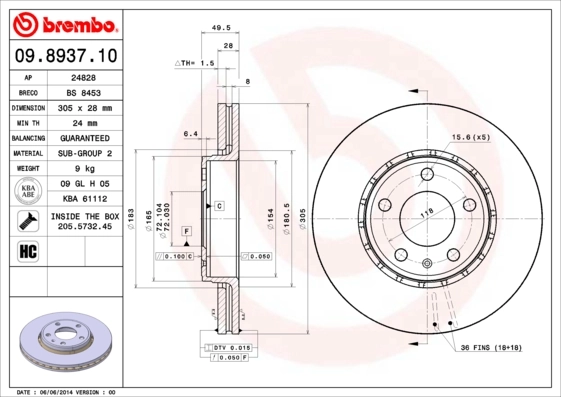 BRECO féktárcsa - BV 8453 - TothCarparts