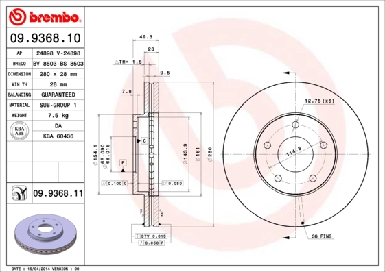 BRECO féktárcsa - BV 8503 - TothCarparts