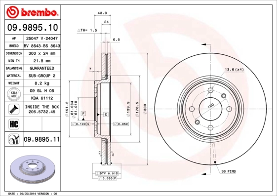 BRECO féktárcsa - BV 8643 - TothCarparts