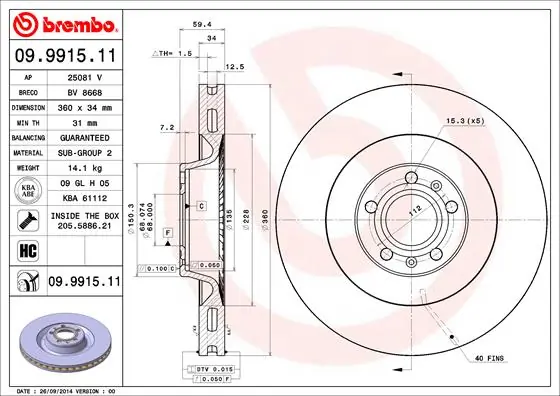 BRECO féktárcsa - BV 8668 - TothCarparts