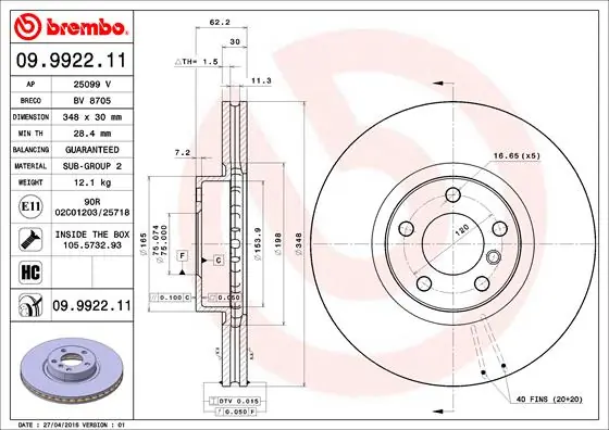BRECO féktárcsa - BV 8705 - TothCarparts