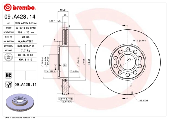 BRECO féktárcsa - BV 8713 - TothCarparts