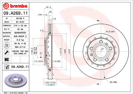 BRECO féktárcsa - BV 8737 - TothCarparts