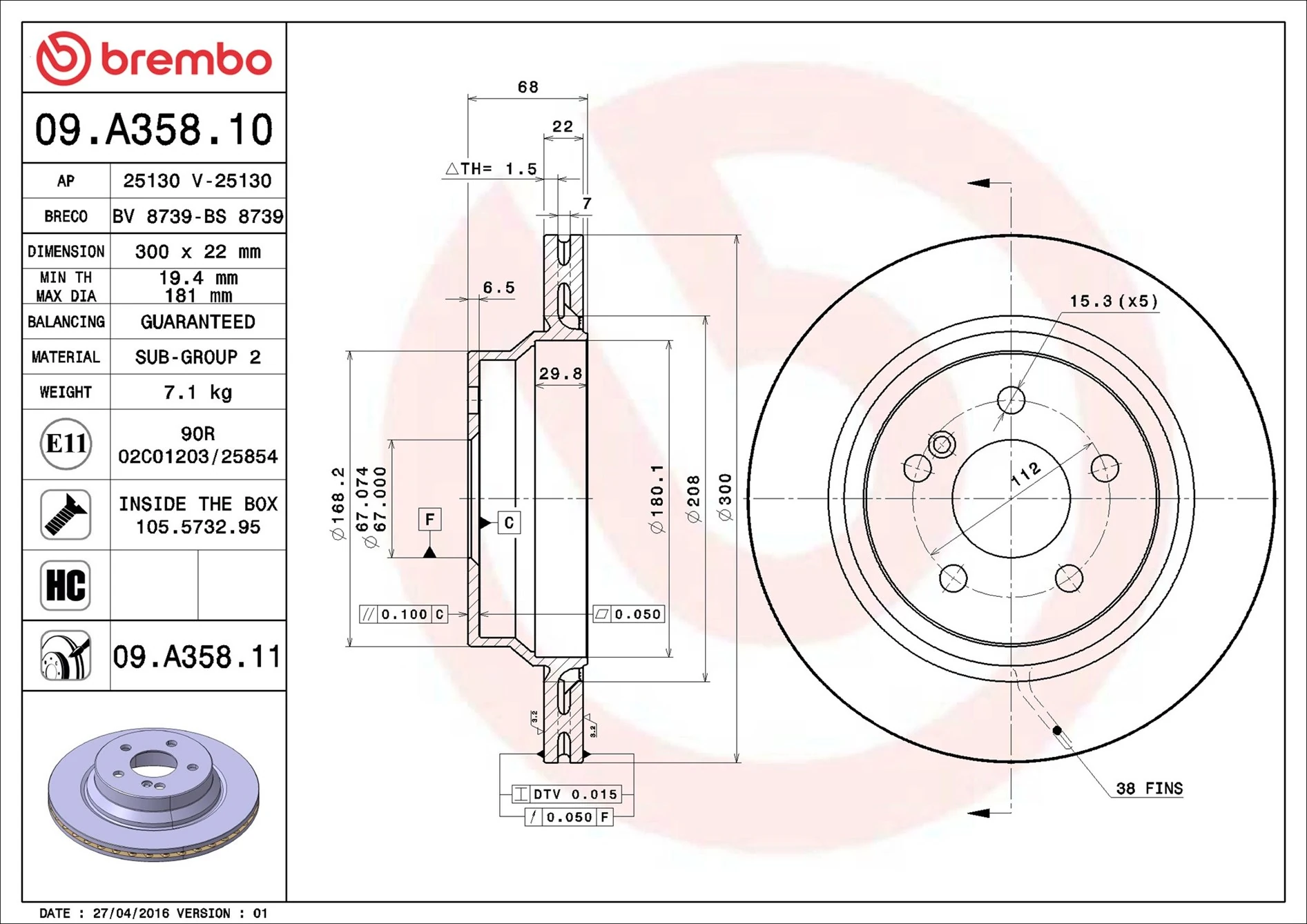 BRECO féktárcsa - BV 8739 - TothCarparts