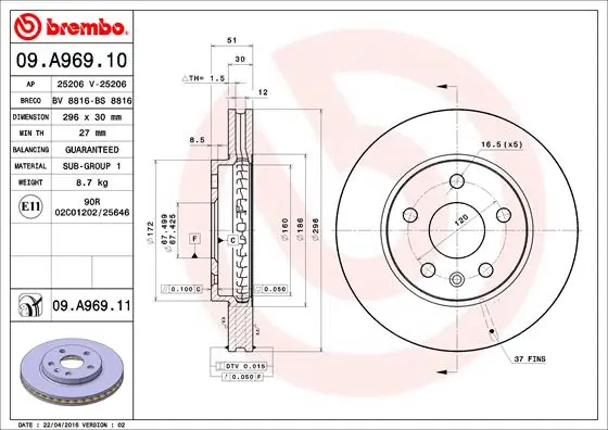 BRECO féktárcsa - BV 8816 - TothCarparts