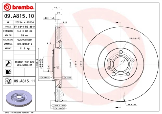 BRECO féktárcsa - BV 8844 - TothCarparts