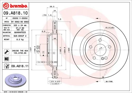 BRECO féktárcsa - BV 8862 - TothCarparts