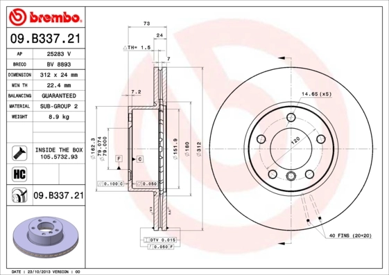 BRECO féktárcsa - BV 8893 - TothCarparts