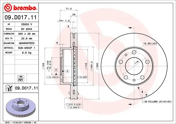 BRECO féktárcsa - BV 9243 - TothCarparts