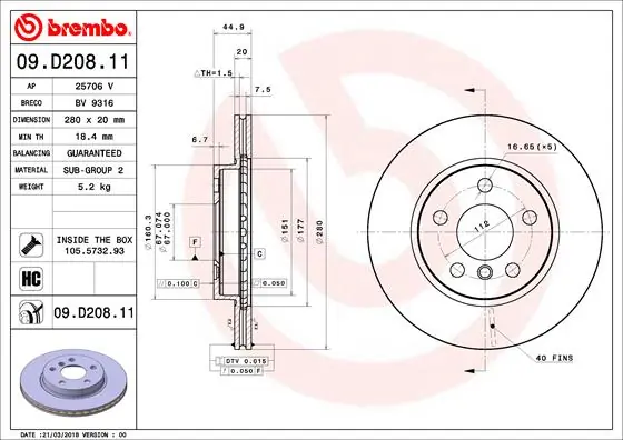 BRECO féktárcsa - BV 9316 - TothCarparts