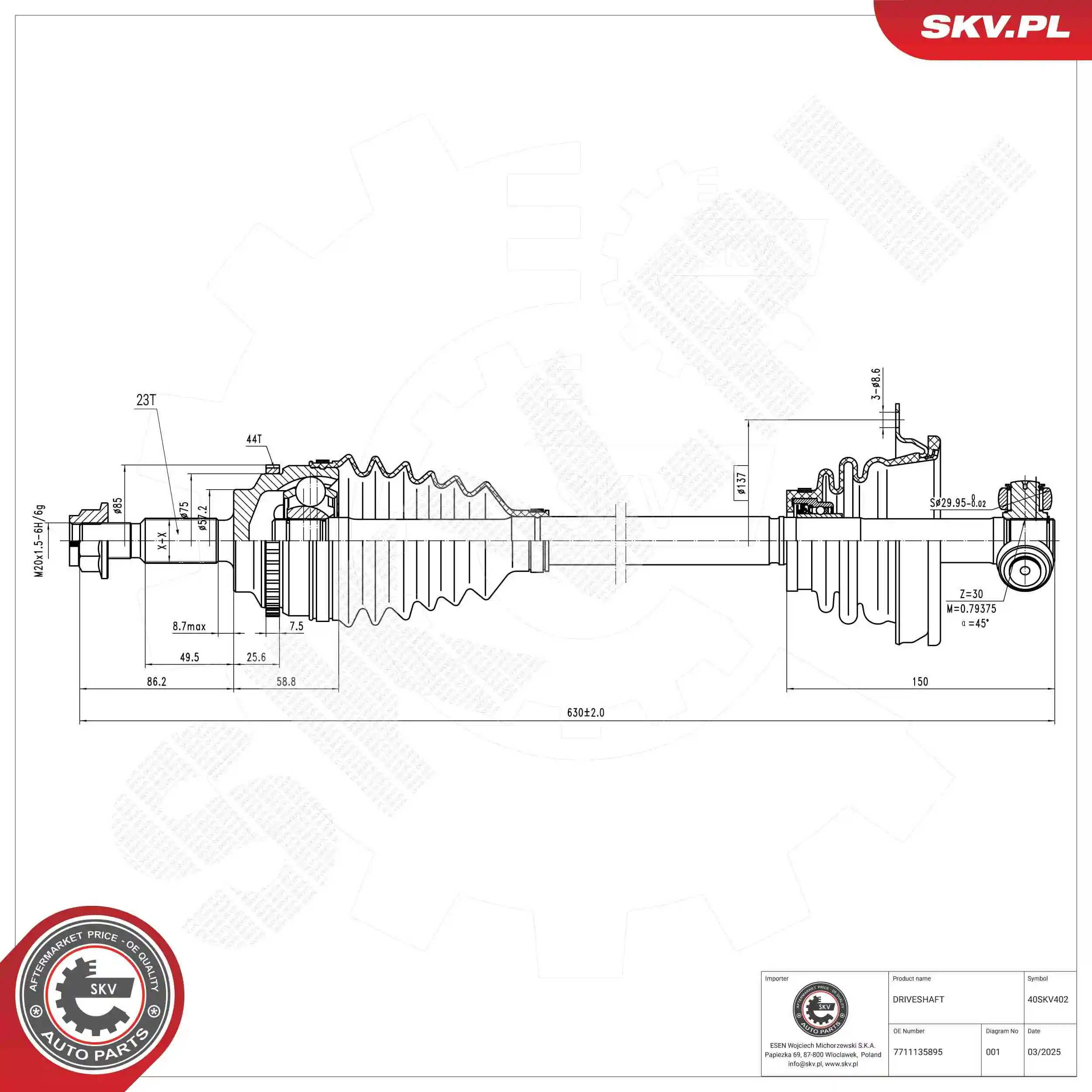 ESEN SKV hajtótengely - 40SKV402 - TothCarparts