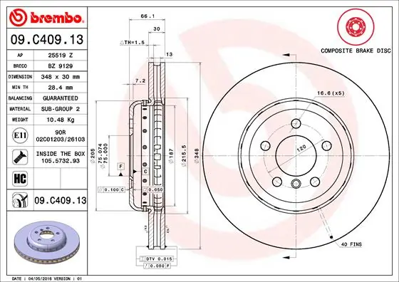 BRECO féktárcsa - BZ 9129 - TothCarparts