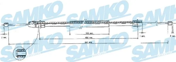 SAMKO huzal, rögzítőfék - C0630B - TothCarparts